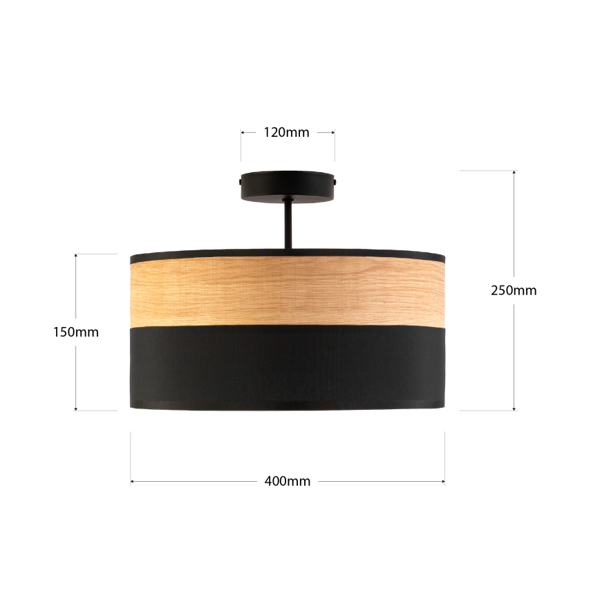 Flush ceiling light ALBA 3xE27/15W/230V dia. 40 cm black/brown
