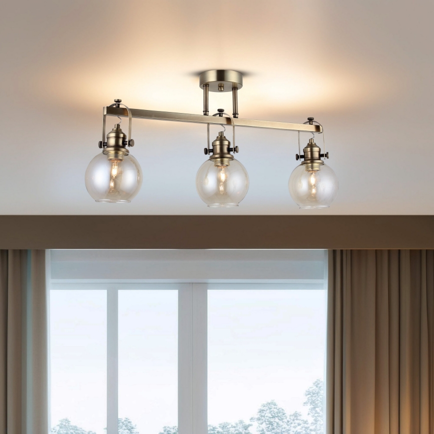 Flush-mount ceiling light POLINO 3xE27/40W/230V bronze