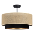 Flush-mount ceiling light SARTA 1xE27/60W/230V black/jute