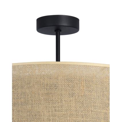 Flush-mount ceiling light SARTA 1xE27/60W/230V black/jute