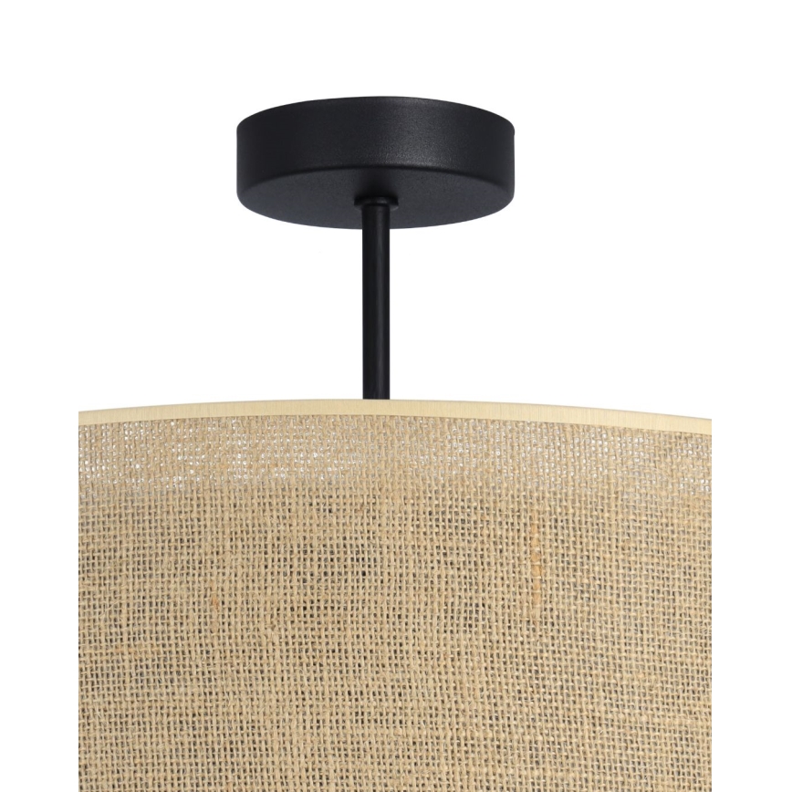 Flush-mount ceiling light SARTA 1xE27/60W/230V black/jute