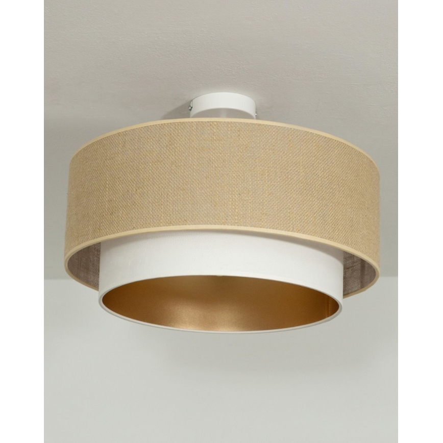 Flush-mount ceiling light SARTA 1xE27/60W/230V dia. 45 cm white/jute