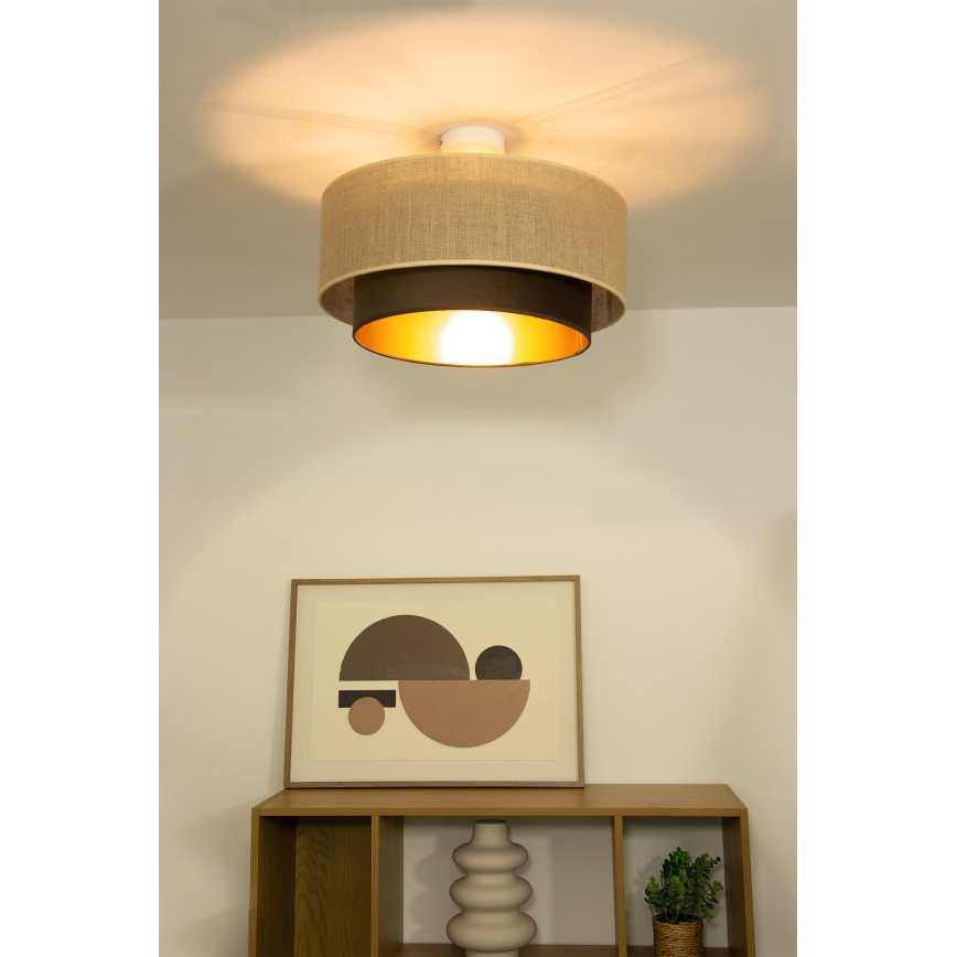 Flush-mount ceiling light SARTA 1xE27/60W/230V Ø 45 cm brown/jute