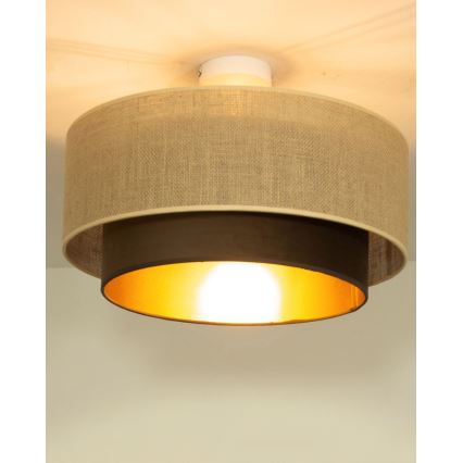 Flush-mount ceiling light SARTA 1xE27/60W/230V Ø 45 cm brown/jute