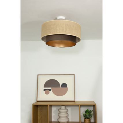 Flush-mount ceiling light SARTA 1xE27/60W/230V Ø 45 cm brown/jute