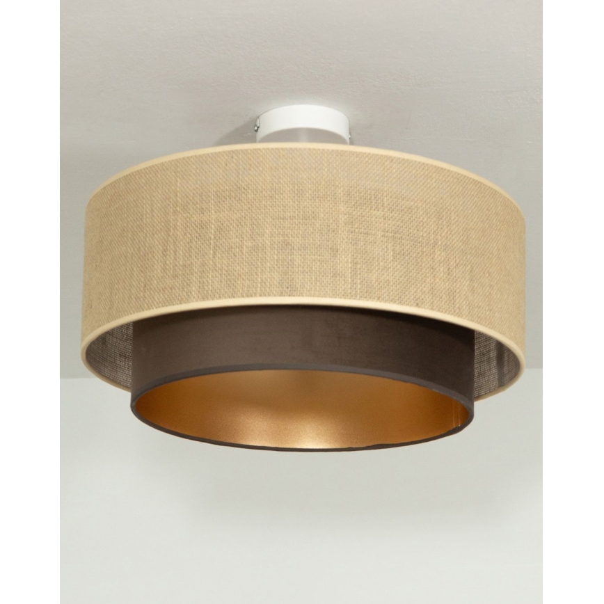Flush-mount ceiling light SARTA 1xE27/60W/230V Ø 45 cm brown/jute