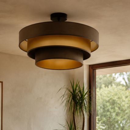 Flush-mount ceiling light WENTA 1xE27/60W/230V Ø 50 cm brown/gold