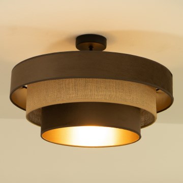Flush-mount ceiling light WENTA 1xE27/60W/230V Ø 50 cm brown/jute