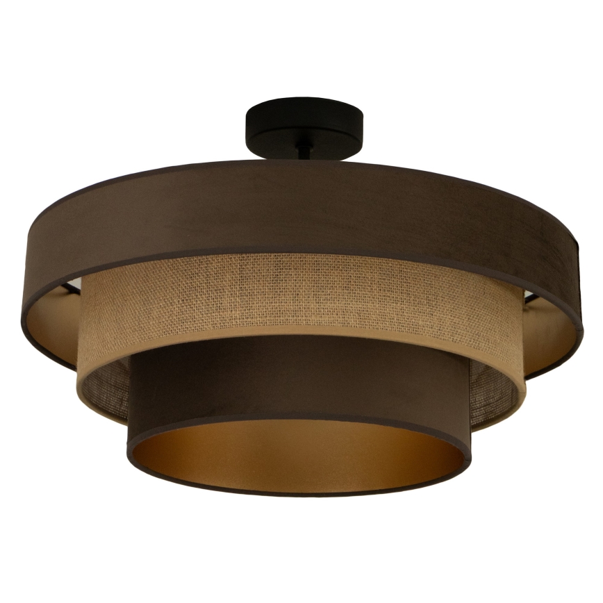 Flush-mount ceiling light WENTA 1xE27/60W/230V Ø 50 cm brown/jute