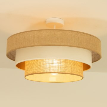 Flush-mount ceiling light WENTA 1xE27/60W/230V Ø 50 cm jute/beige