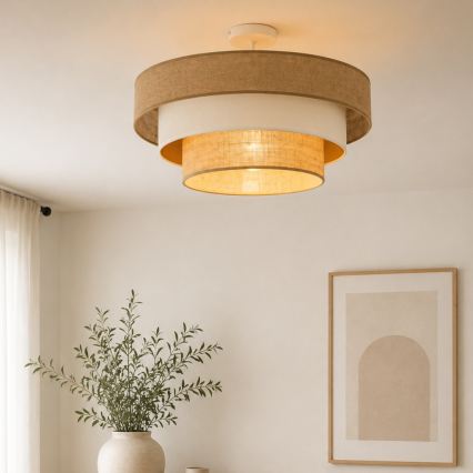 Flush-mount ceiling light WENTA 1xE27/60W/230V Ø 50 cm jute/beige