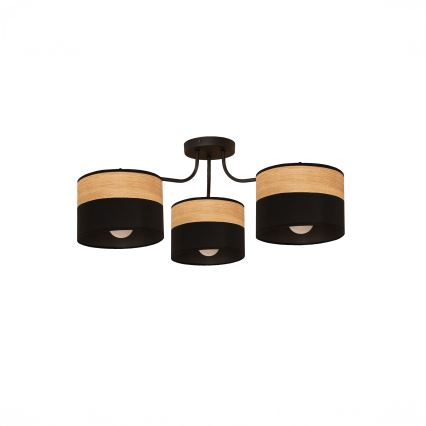 Flush-mount chandelier ALBA 3xE27/15W/230V Ø 66 cm black/brown