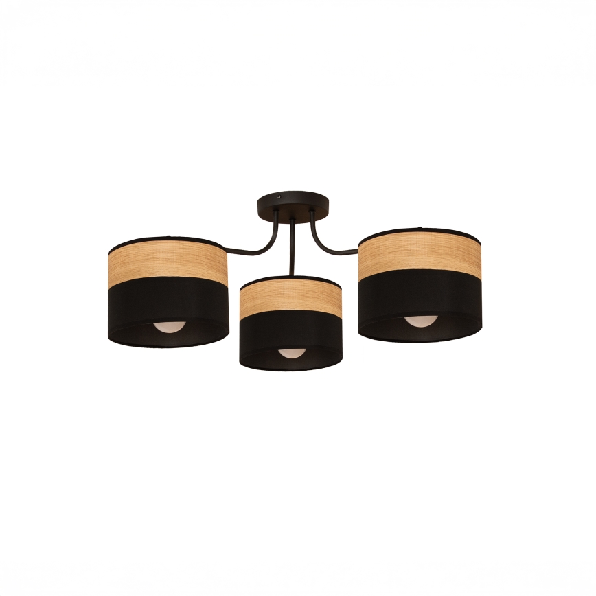 Flush-mount chandelier ALBA 3xE27/15W/230V Ø 66 cm black/brown