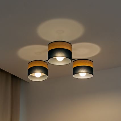 Flush-mount chandelier ALBA 3xE27/15W/230V Ø 66 cm black/brown