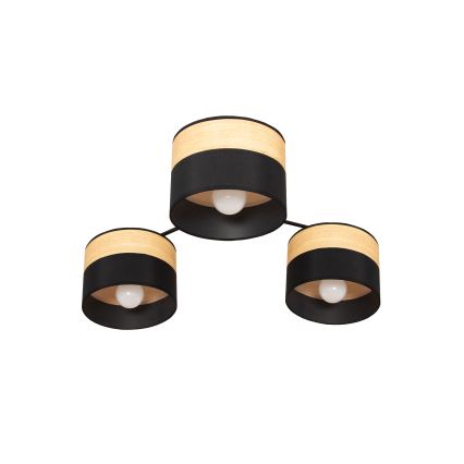 Flush-mount chandelier ALBA 3xE27/15W/230V Ø 66 cm black/brown