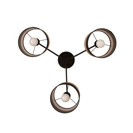 Flush-mount chandelier ALBA 3xE27/15W/230V Ø 66 cm black/brown