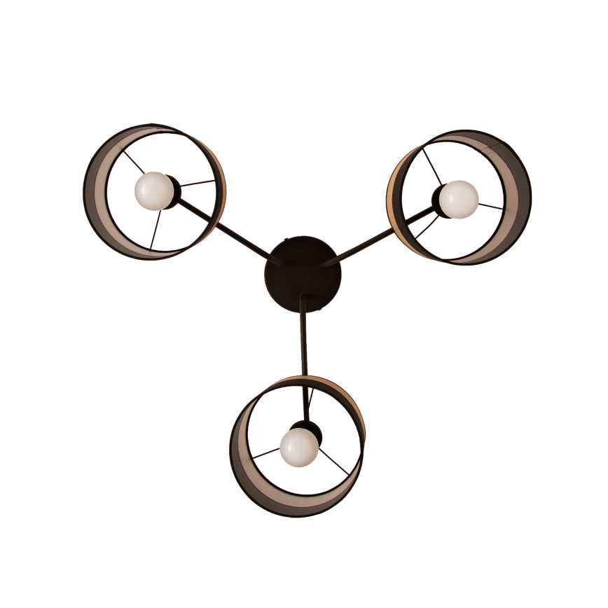 Flush-mount chandelier ALBA 3xE27/15W/230V Ø 66 cm black/brown