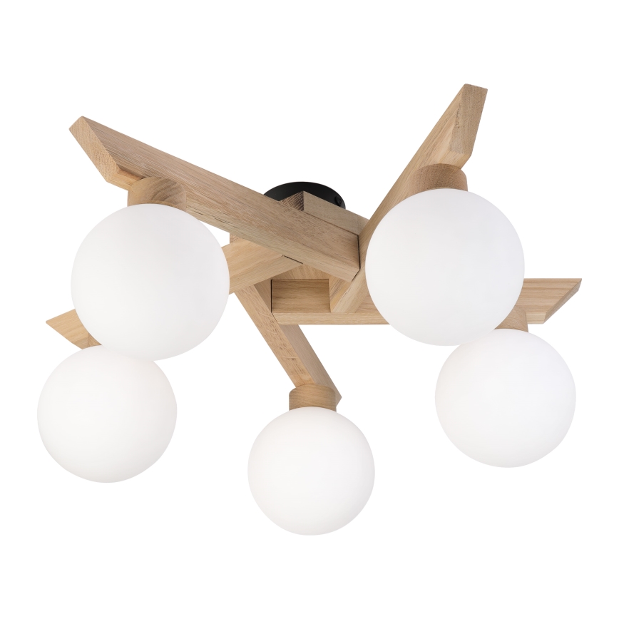 Flush-mount chandelier ANTONIO 5xG9/5W/230V oak/white