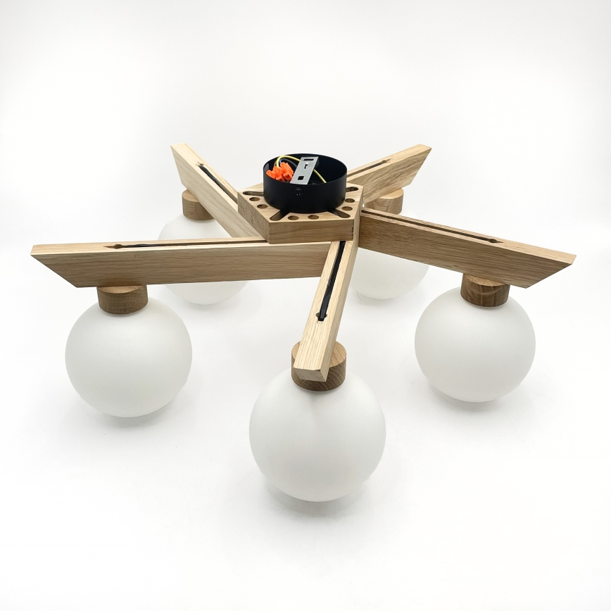 Flush-mount chandelier ANTONIO 5xG9/5W/230V oak/white