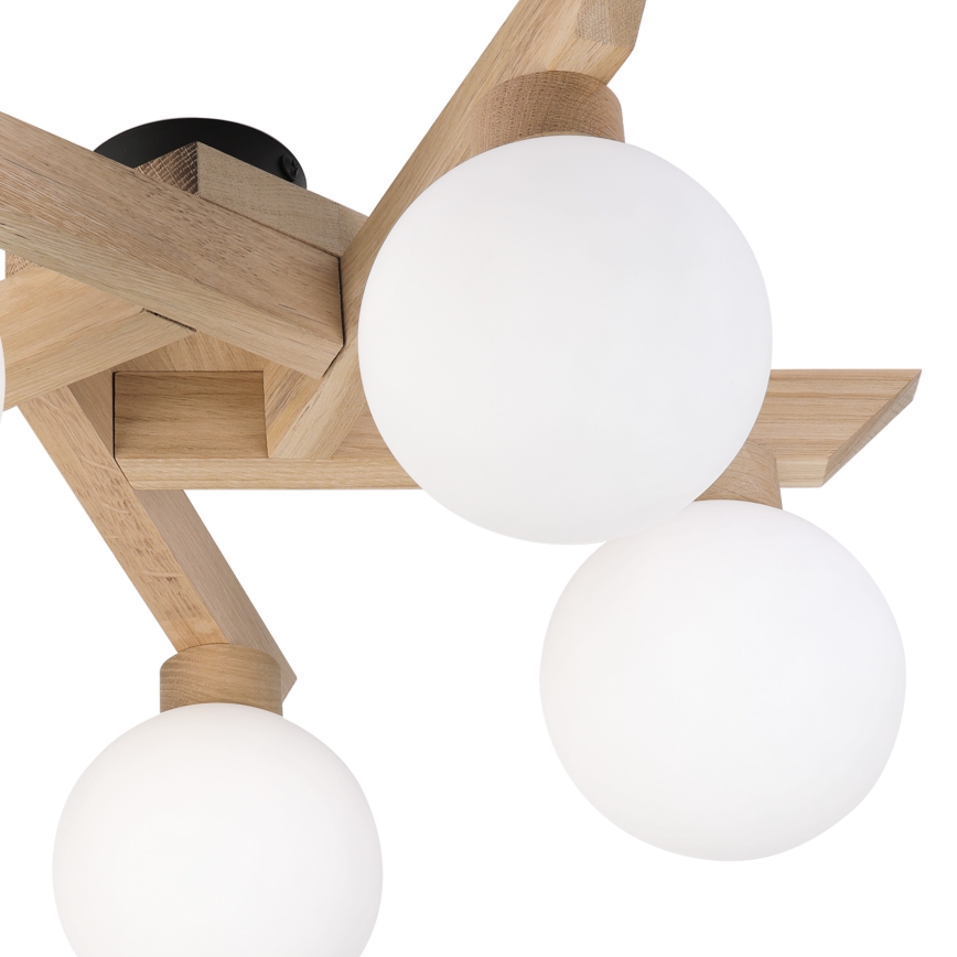Flush-mount chandelier ANTONIO 5xG9/5W/230V oak/white