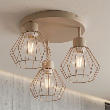 Flush-mount chandelier AUDREY 3xE27/60W/230V beige