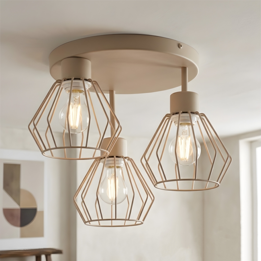Flush-mount chandelier AUDREY 3xE27/60W/230V beige