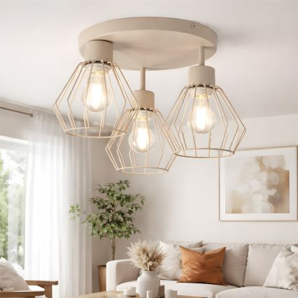 Flush-mount chandelier AUDREY 3xE27/60W/230V beige