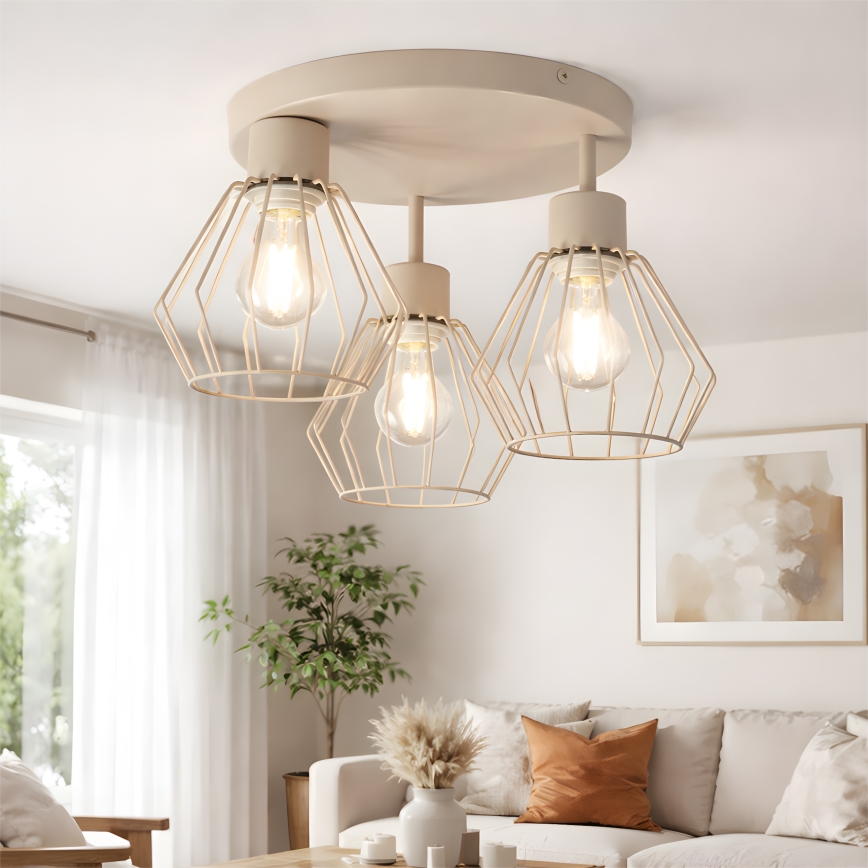 Flush-mount chandelier AUDREY 3xE27/60W/230V beige