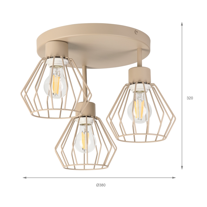 Flush-mount chandelier AUDREY 3xE27/60W/230V beige