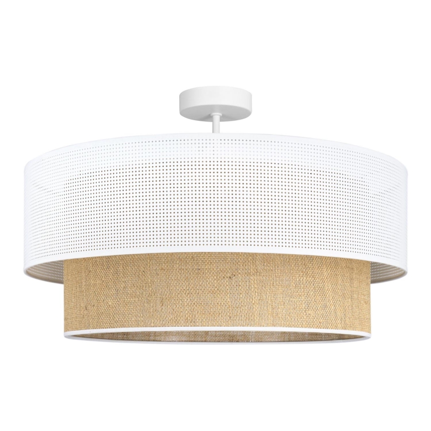 Flush-mount chandelier BORHO 1xE27/60W/230V white/jute