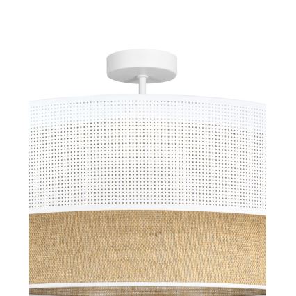 Flush-mount chandelier BORHO 1xE27/60W/230V white/jute