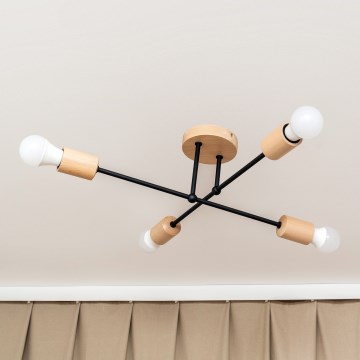 Flush-mount chandelier CAMBRIDGE 4xE27/15W/230V Pine