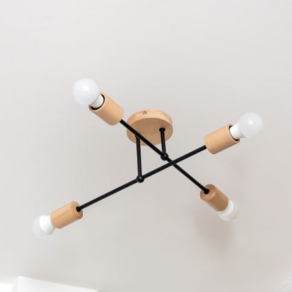 Flush-mount chandelier CAMBRIDGE 4xE27/15W/230V Pine