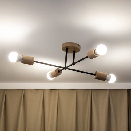 Flush-mount chandelier CAMBRIDGE 4xE27/15W/230V Pine