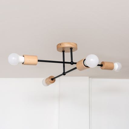 Flush-mount chandelier CAMBRIDGE 4xE27/15W/230V Pine