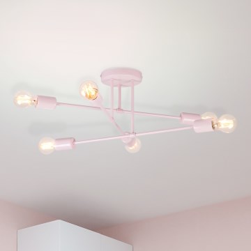 Flush-Mount Chandelier CAMBRIDGE 6xE27/15W/230V Pink
