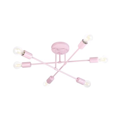 Flush-Mount Chandelier CAMBRIDGE 6xE27/15W/230V Pink