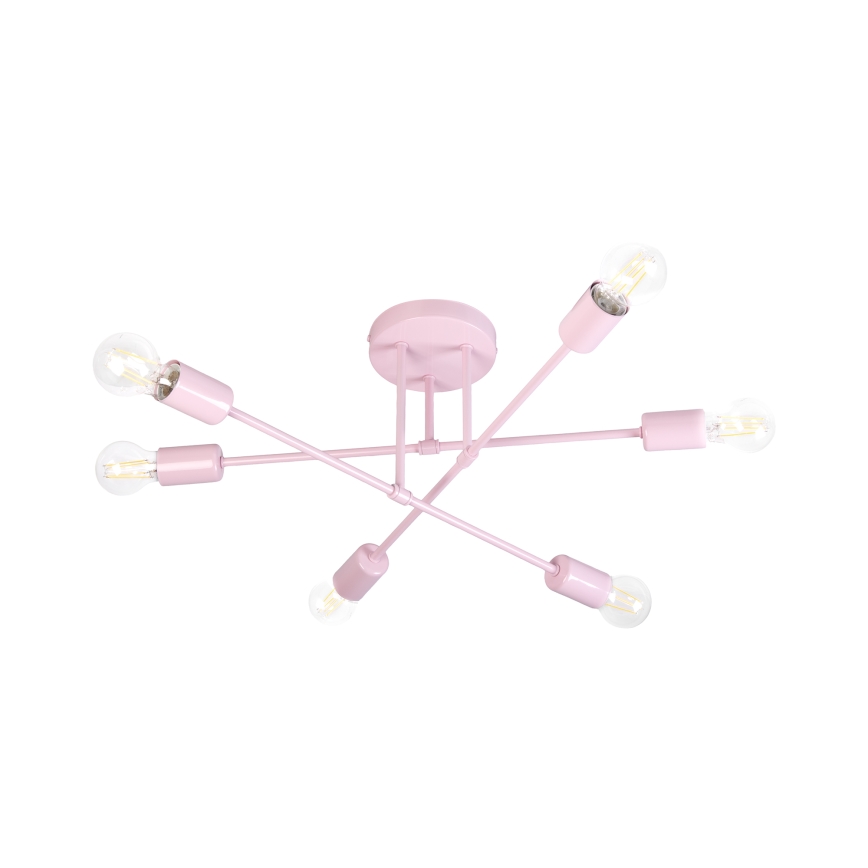 Flush-Mount Chandelier CAMBRIDGE 6xE27/15W/230V Pink