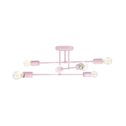 Flush-Mount Chandelier CAMBRIDGE 6xE27/15W/230V Pink