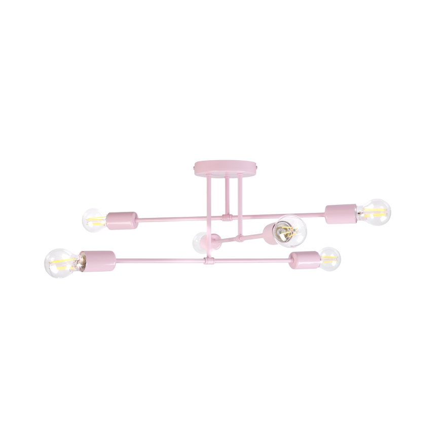 Flush-Mount Chandelier CAMBRIDGE 6xE27/15W/230V Pink