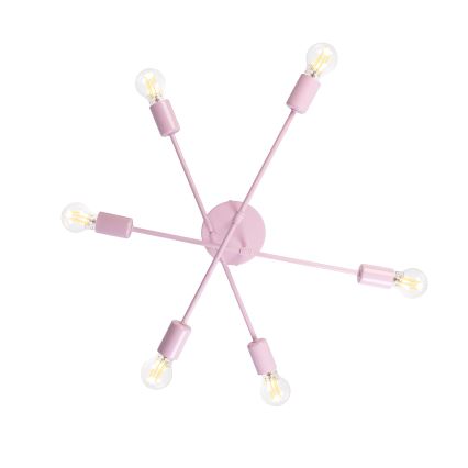 Flush-Mount Chandelier CAMBRIDGE 6xE27/15W/230V Pink