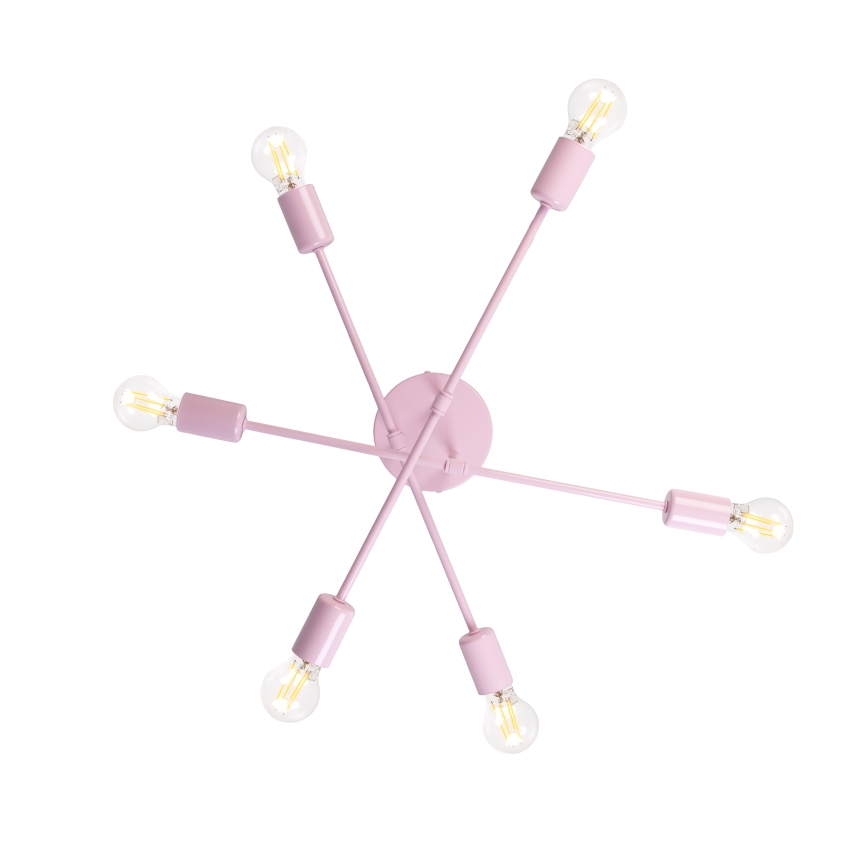 Flush-Mount Chandelier CAMBRIDGE 6xE27/15W/230V Pink