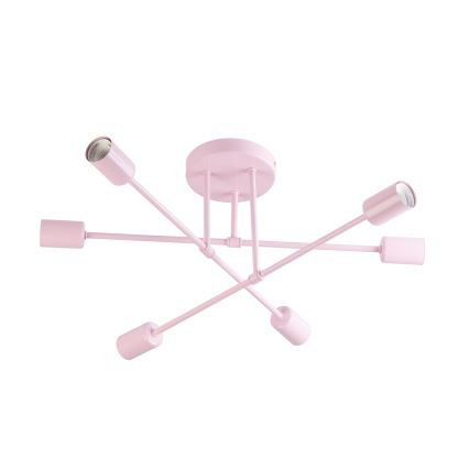 Flush-Mount Chandelier CAMBRIDGE 6xE27/15W/230V Pink