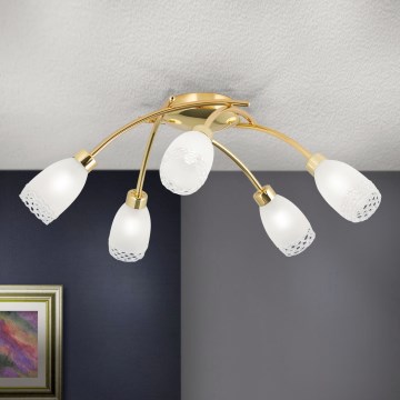 Flush-mount chandelier CARLA 5xG9/28W/230V gold