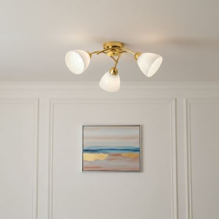 Flush-mount chandelier CLARA 3xE27/15W/230V, gold finish