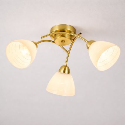 Flush-mount chandelier CLARA 3xE27/15W/230V, gold finish
