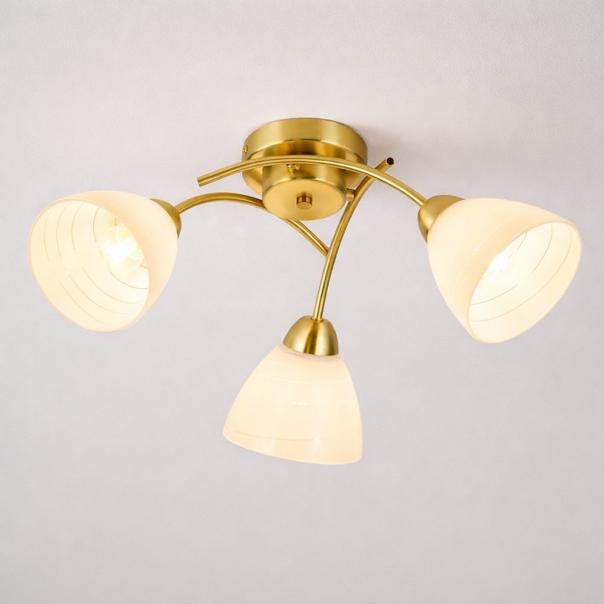 Flush-mount chandelier CLARA 3xE27/15W/230V, gold finish