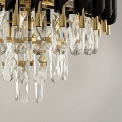Flush-mount chandelier CRISTAL 5xE14/10W/230V Ø 38 cm Black/Gold