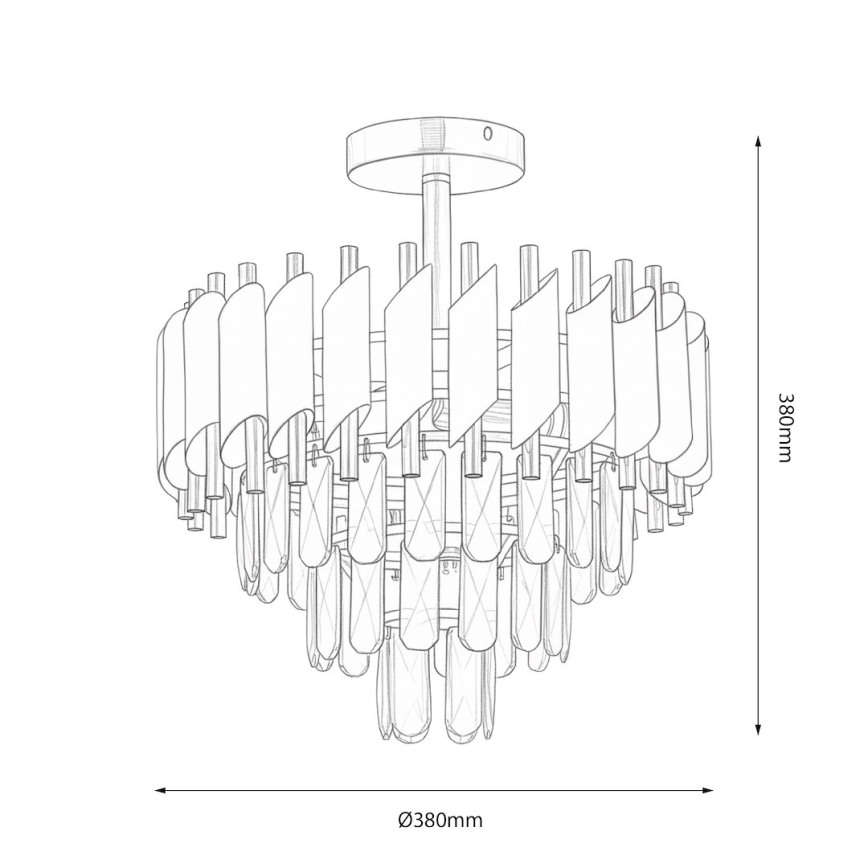 Flush-mount chandelier CRISTAL 5xE14/10W/230V Ø 38 cm Black/Gold