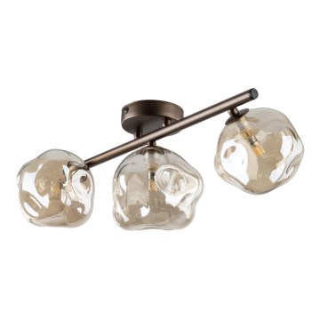 Flush-mount chandelier LAVA 3xG9/8W/230V bronze/smoky beige